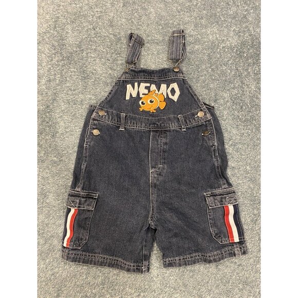 Vintage Finding Nemo Overalls Shortalls Size 5T Fish - Picture 1 of 6